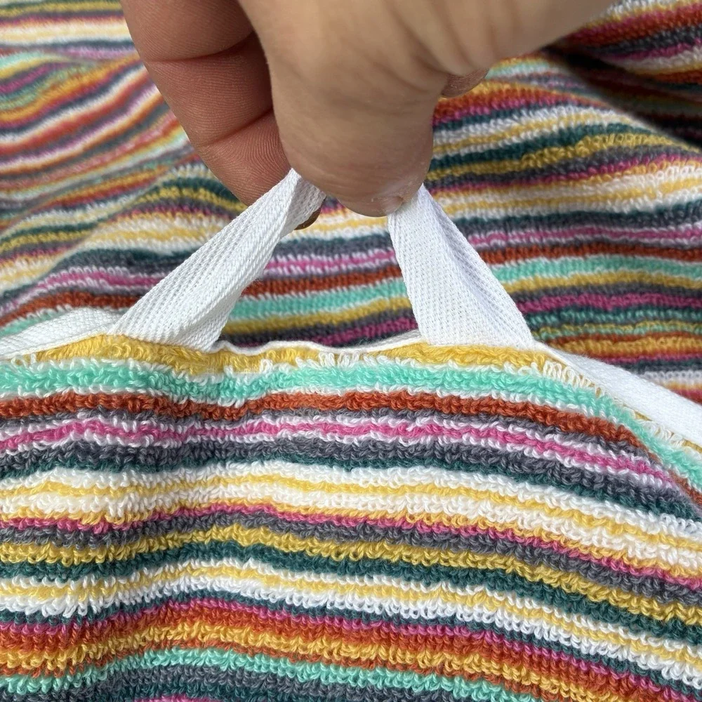 Rachel Zoe Rainbow Stripe Oversized Bath Towel Sheet Locker Loop Colorful 34x64